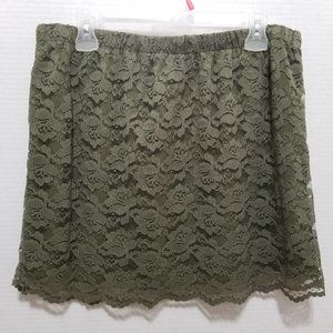 Xhilaration skirt XXL floral lace overlay lined pull on elastic waist mini